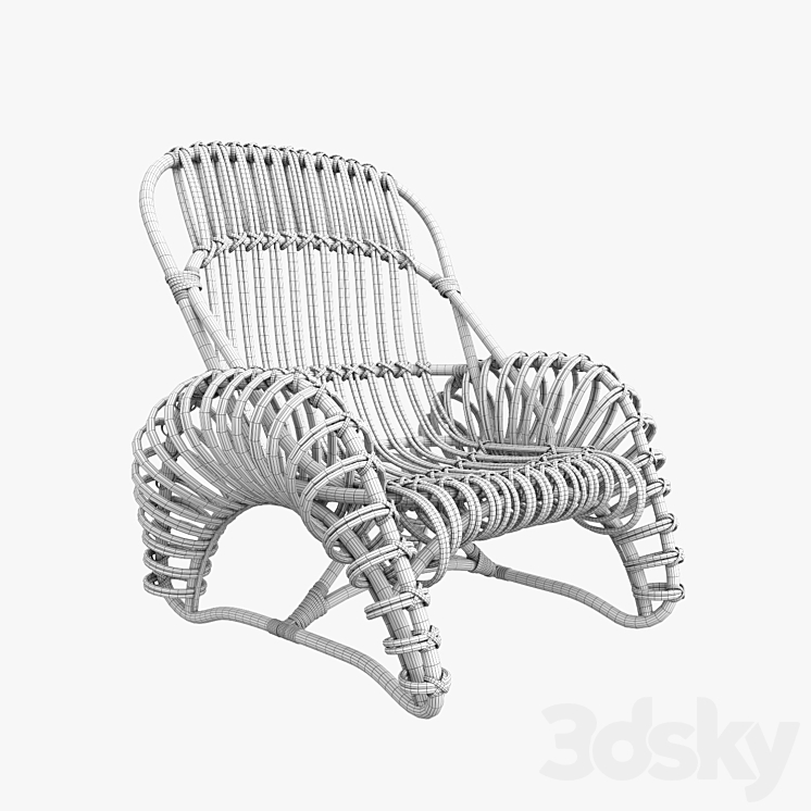 Boucle rattan armchair Kok Maison 627_1 3DS Max Model - thumbnail 2