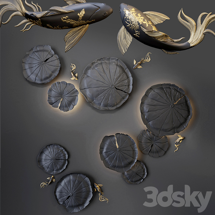 Wall decor – Water Lily 3DS Max - thumbnail 1