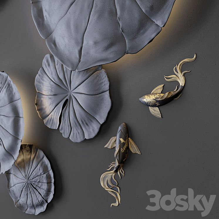 Wall decor – Water Lily 3DS Max - thumbnail 2