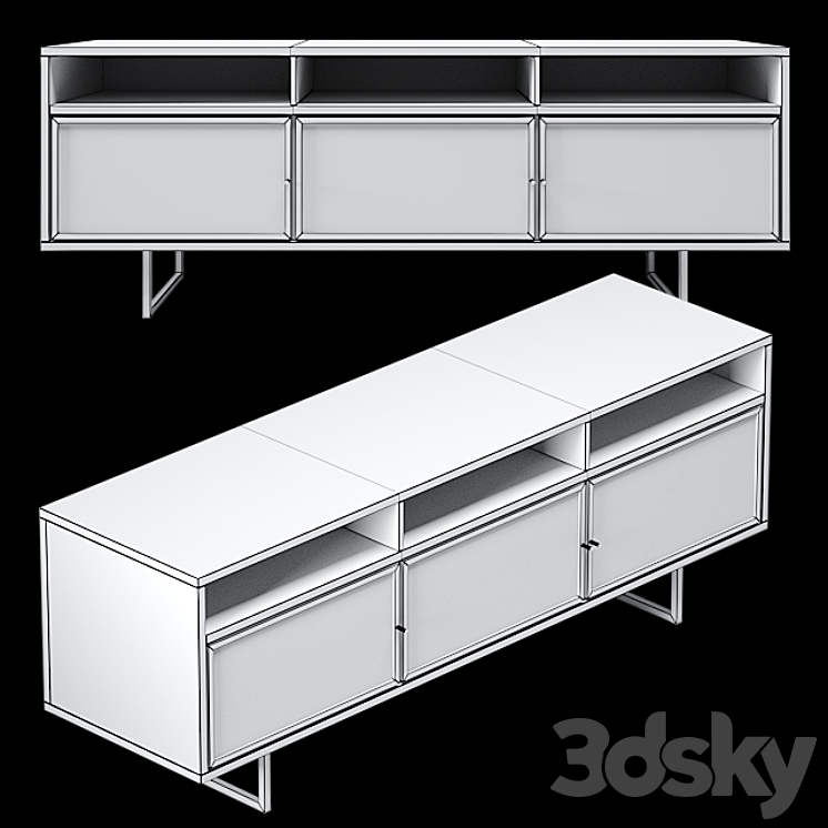 Natural Cane Media Console 3DS Max - thumbnail 2