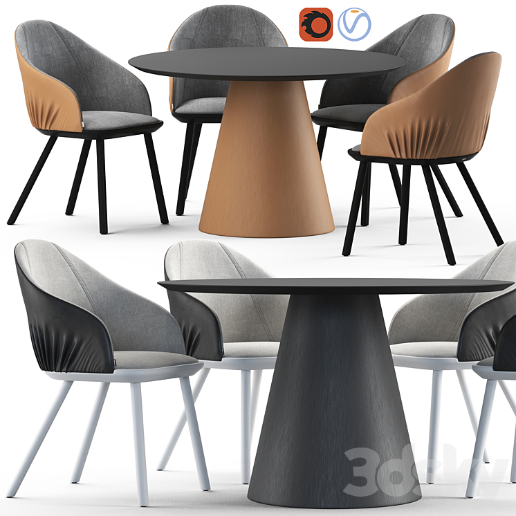 Montbel Rivoli Chair and Cono Table 3DS Max - thumbnail 1