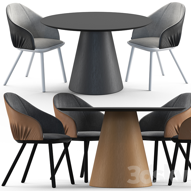 Montbel Rivoli Chair and Cono Table 3D Model
