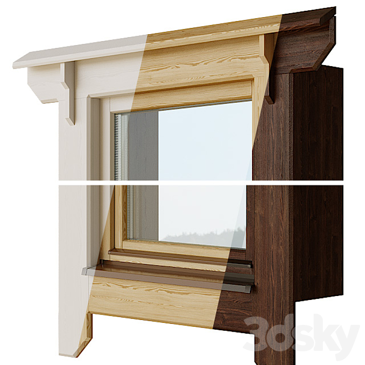 Wooden windows with platbands 1 | Constructor 3D Model