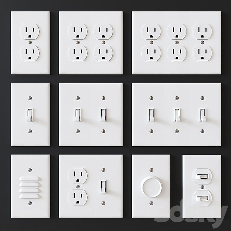 3DS MAX US electrical outlets and switches 3DS Max