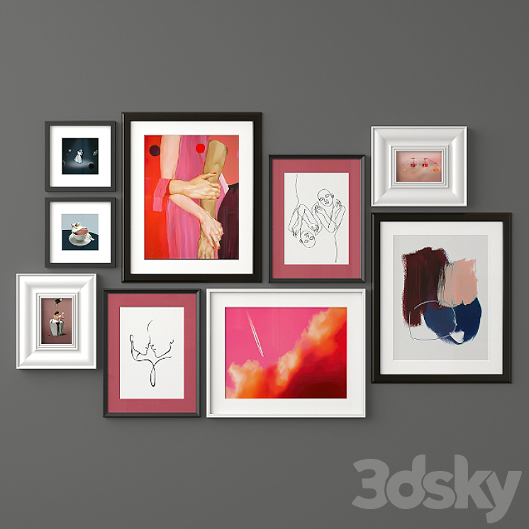 Mixed Poster Set 40 3D Model