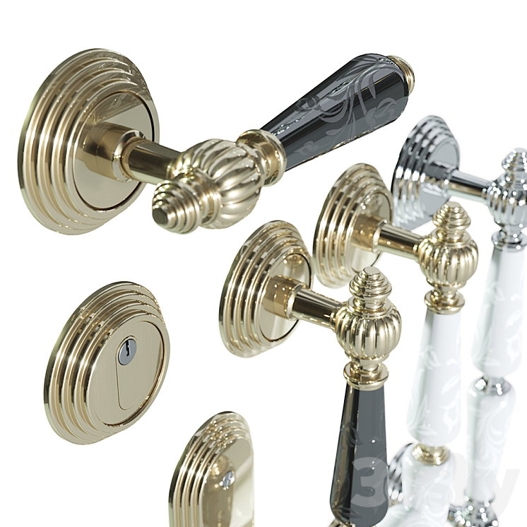 Door Handle Set Fimet Michelle 106P Flower 3D Model