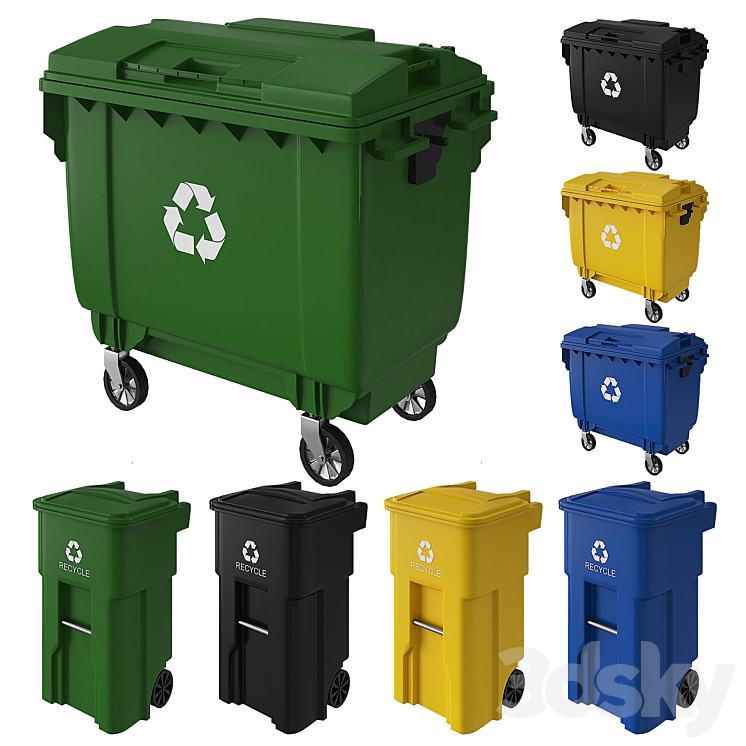 Trash can and dumpster 3DS Max - thumbnail 1