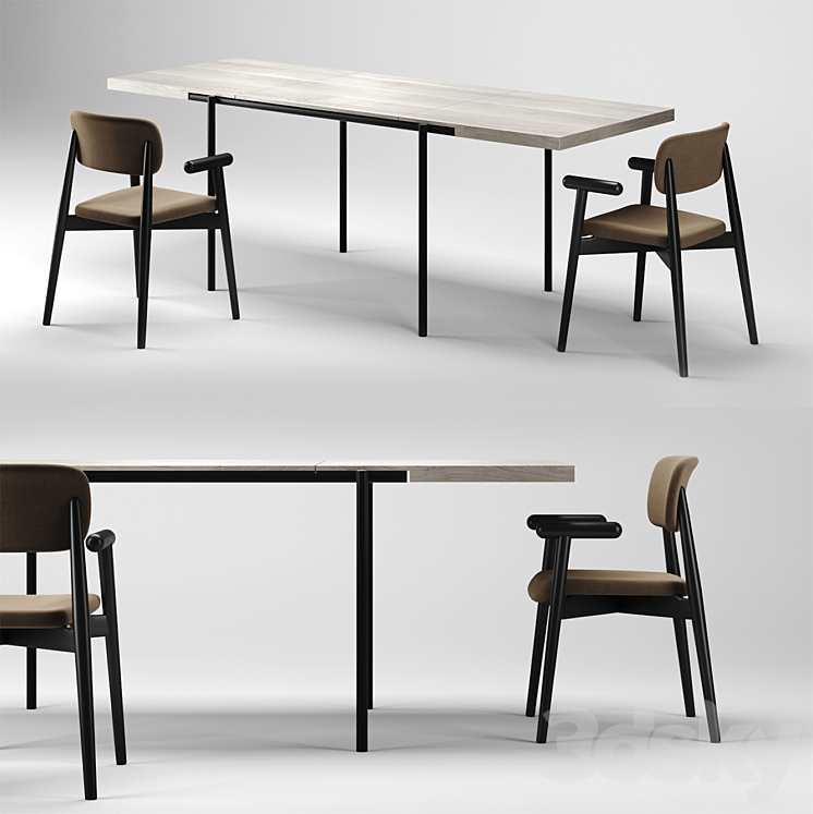 Dining Set 2 MZPA Mild Chair and ROMP TE01 Table 3DS Max - thumbnail 1