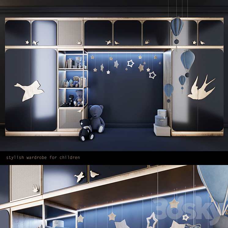 Wardrobe for kids room (2) 3DS Max - thumbnail 1