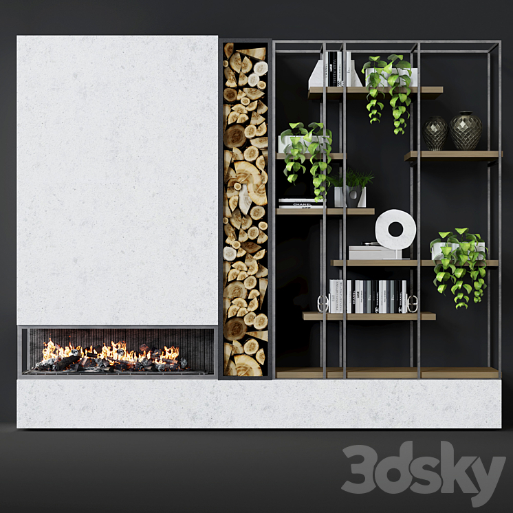 Contemporary fireplace 25 3DS Max - thumbnail 2