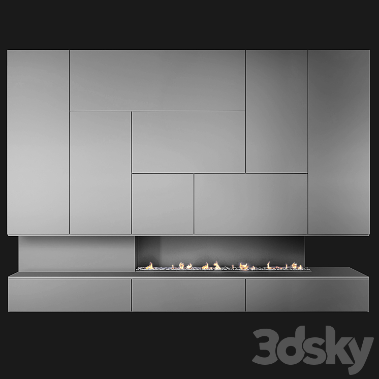 Fireplace and firewood 6 3DS Max - thumbnail 2