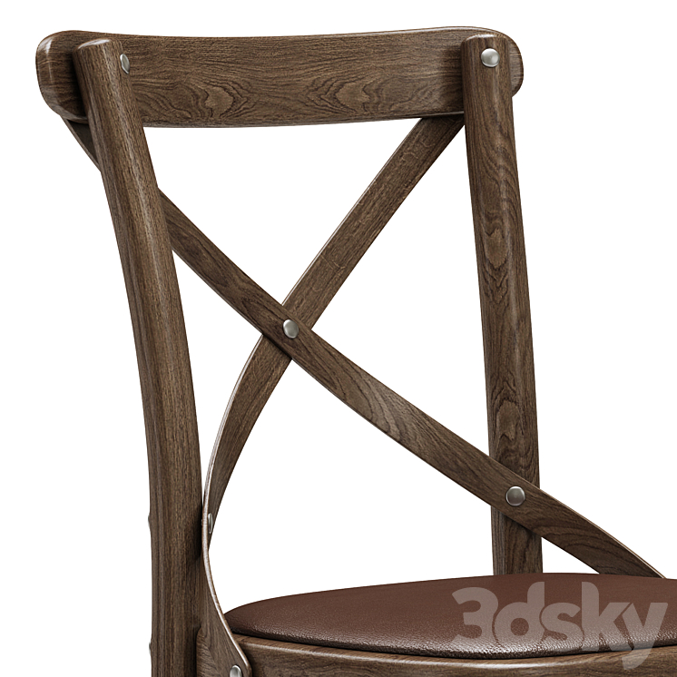 Restoration Hardware Madeleine Leather Side Chair 3DS Max - thumbnail 2