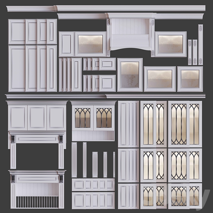 Classic kitchen facades 3DS Max - thumbnail 2