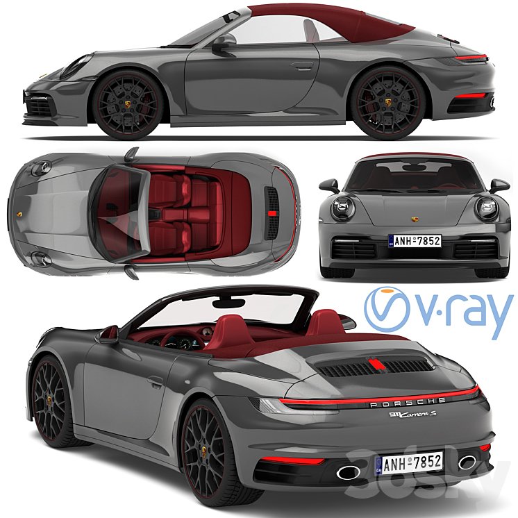 Porsche 911 Carrera Cabriolet 2019 3D Model