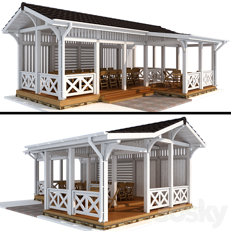 Arbor in a modern style 3DS Max - thumbnail 1