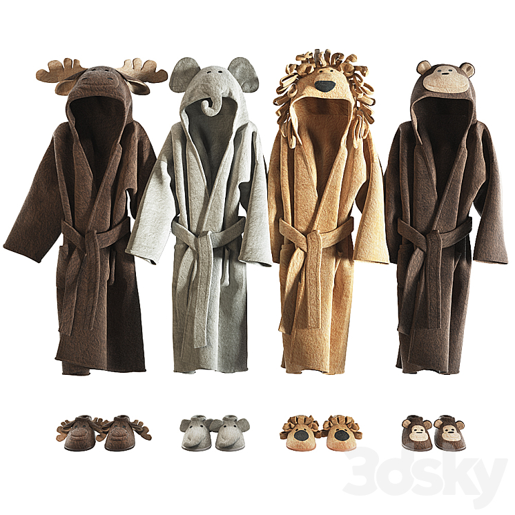 RH Baby bathrobe Animal set 002 3DS Max - thumbnail 1