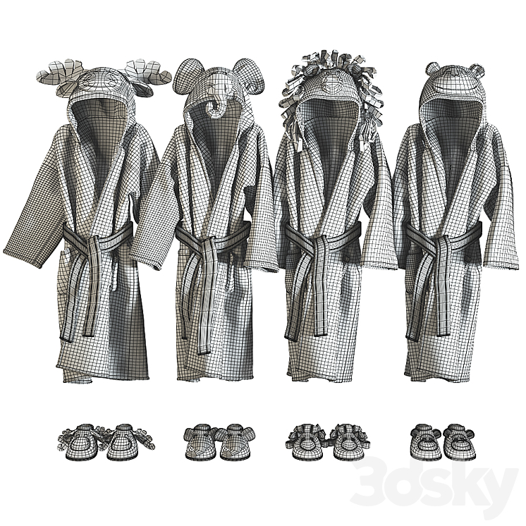 RH Baby bathrobe Animal set 002 3DS Max - thumbnail 2