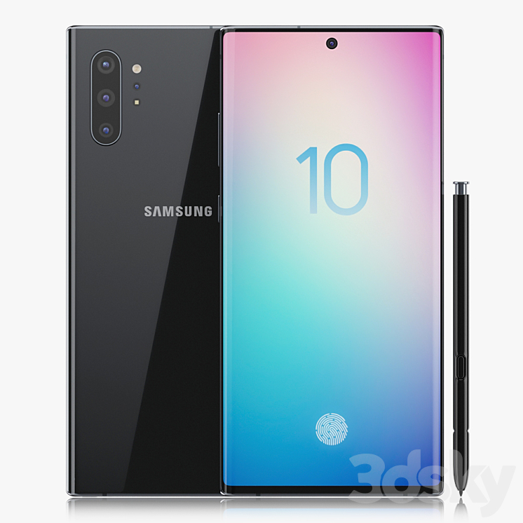 Samsung Galaxy Note 10 PLUS Black 3D Model