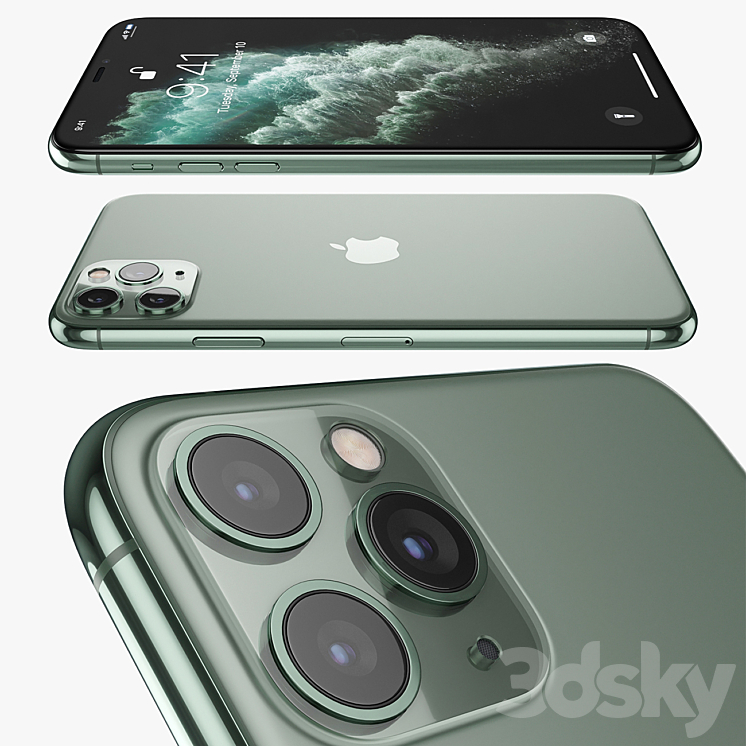 Apple iPhone 11 pro MAX Midnight Green 3D Model