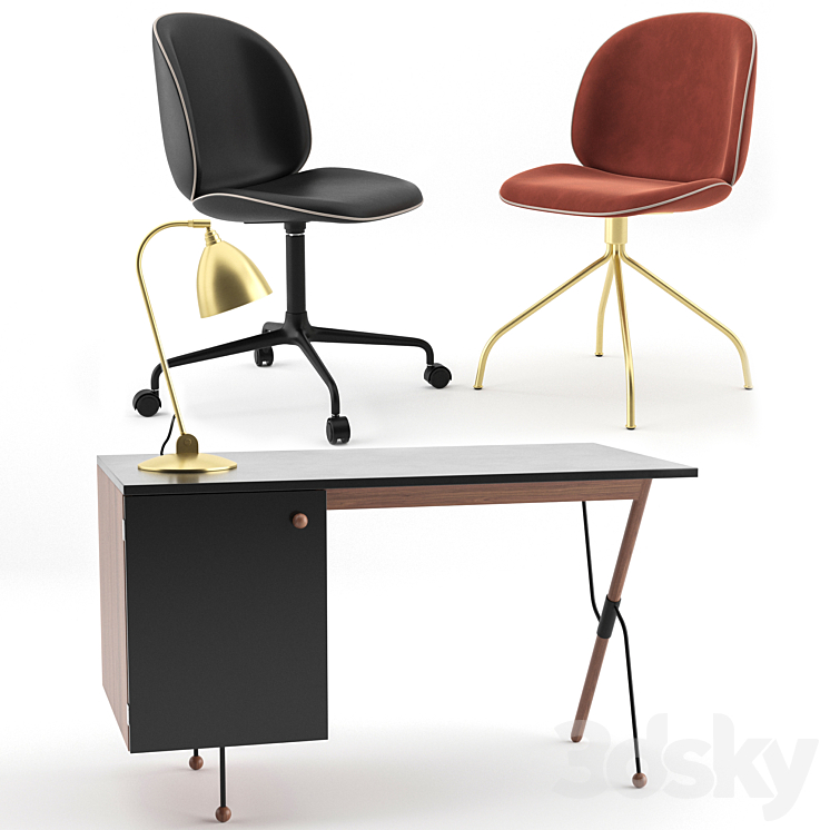 Office Set by GUBI 3DS Max - thumbnail 2