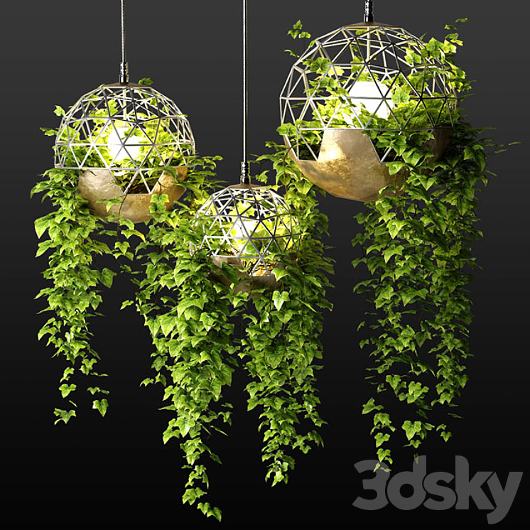 Lamps with hanging plants | The Lighters with a hanging plants 3DS Max - thumbnail 1