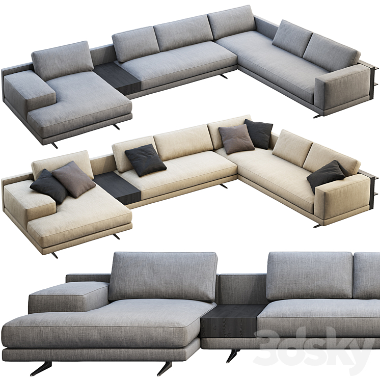 Poliform Mondrian chaise lounge sofa 3D Model
