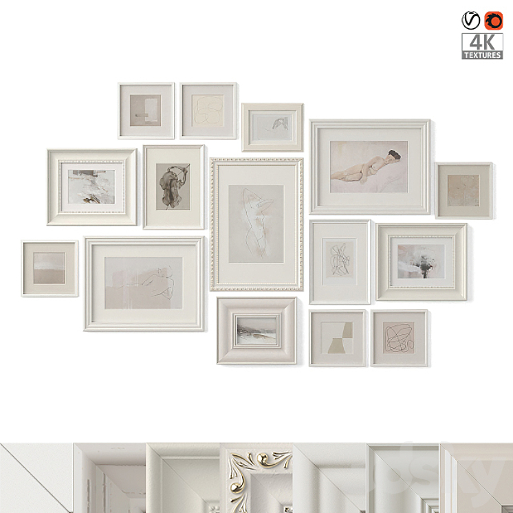 Paintings in classical frames 3DS Max - thumbnail 1