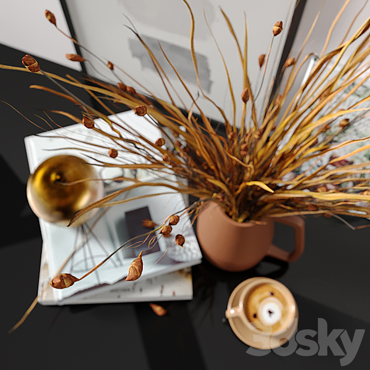 Decorative set with dried Bell Grass and Splinter Grass 3DS Max - thumbnail 2