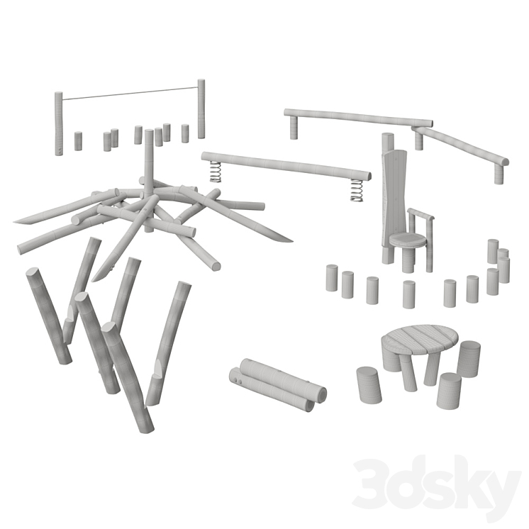 KOMPAN. EQUIPMENT FROM LOGS 3D Model