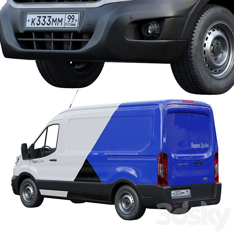 Ford Transit Yandex.Drive 3D Model