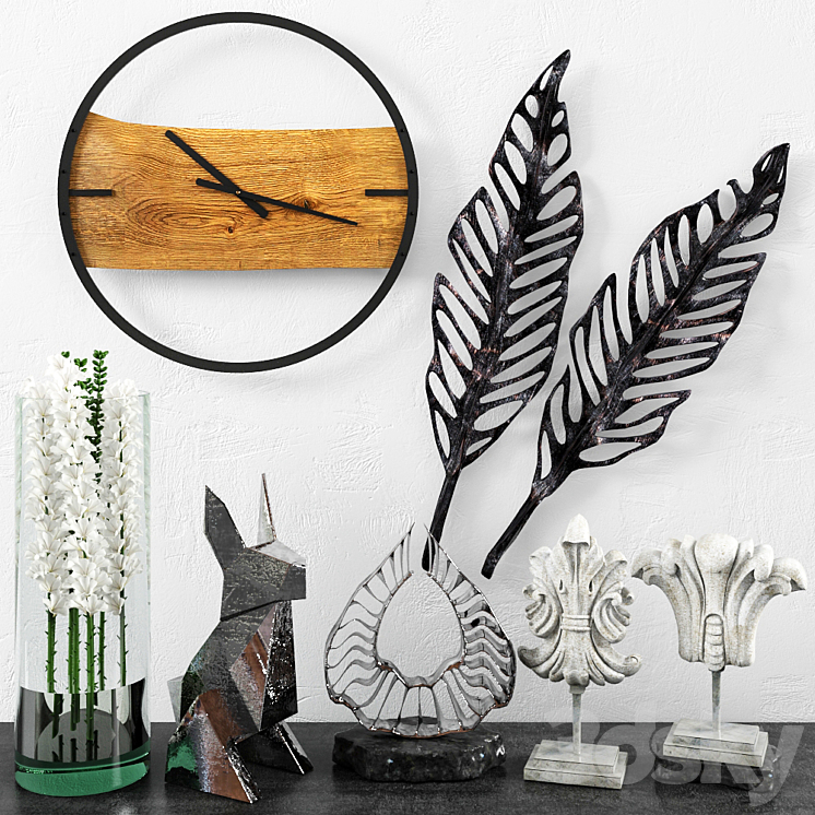 Decor with a clock for a loft（model:2591907__Vray）