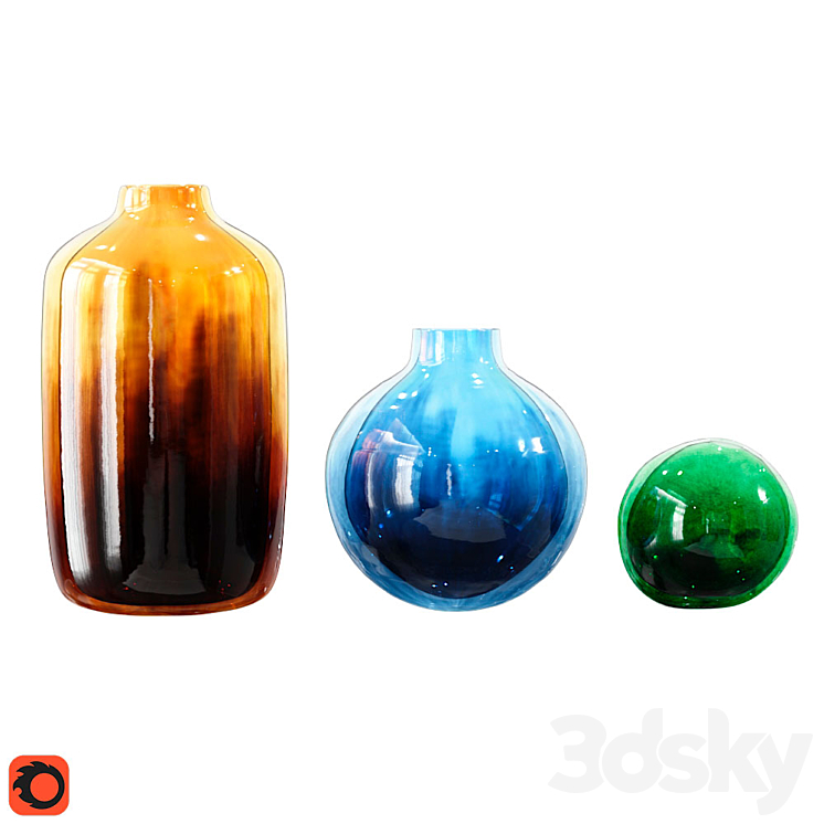 Modern Murano Vase Glass Set 3D Model