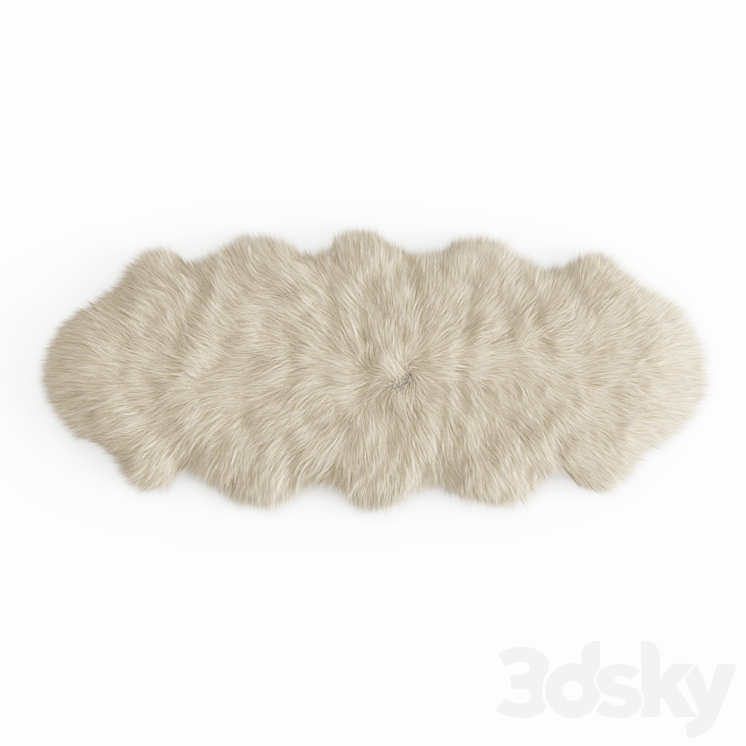 Fluffy decorative carpet made of Icelandic sheepskin fur 3DS Max Model - thumbnail 1