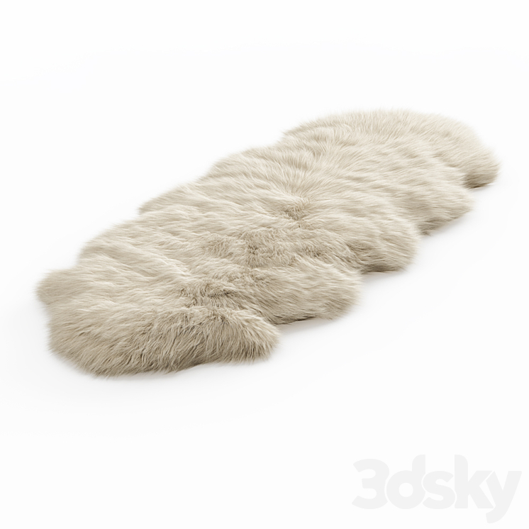 Fluffy decorative carpet made of Icelandic sheepskin fur 3DS Max Model - thumbnail 2