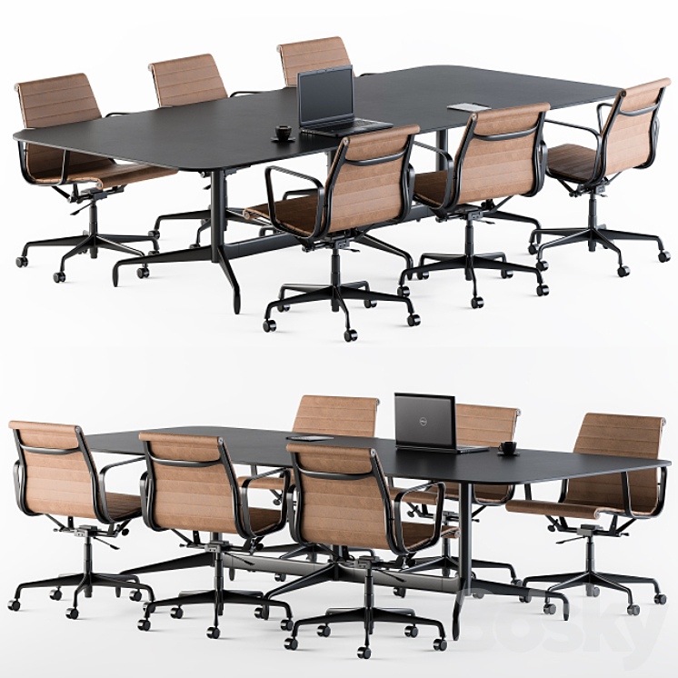Meeting Table with office chair 3DS Max - thumbnail 1