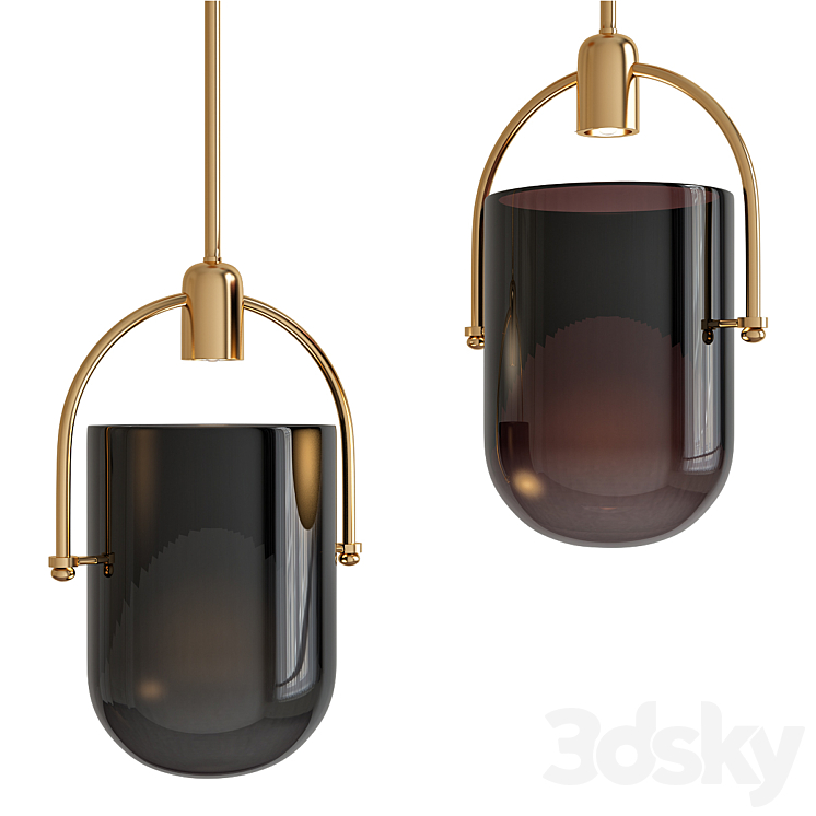 Mid Century Modern Chic 1 Light Pendant With Mouth-blown 3DS Max - thumbnail 1