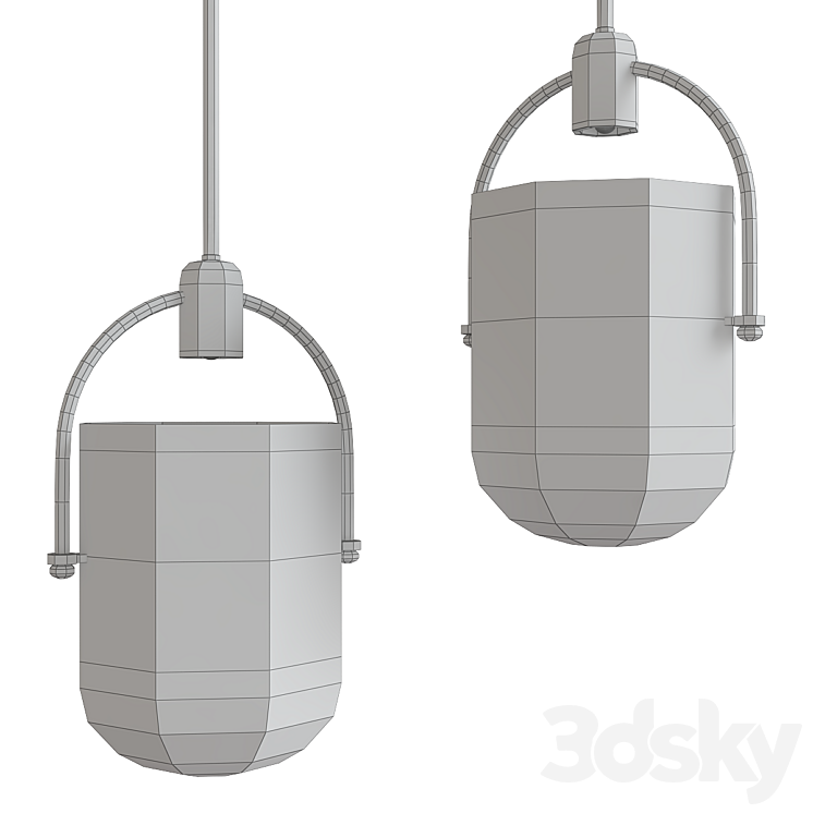 Mid Century Modern Chic 1 Light Pendant With Mouth-blown 3DS Max - thumbnail 2