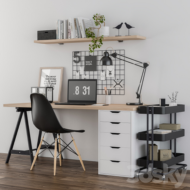 Home office ikea set 3DS Max - thumbnail 1
