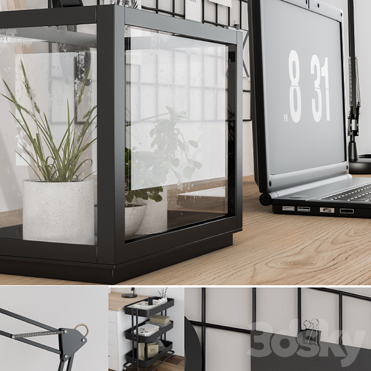 Home office ikea set 3DS Max - thumbnail 2