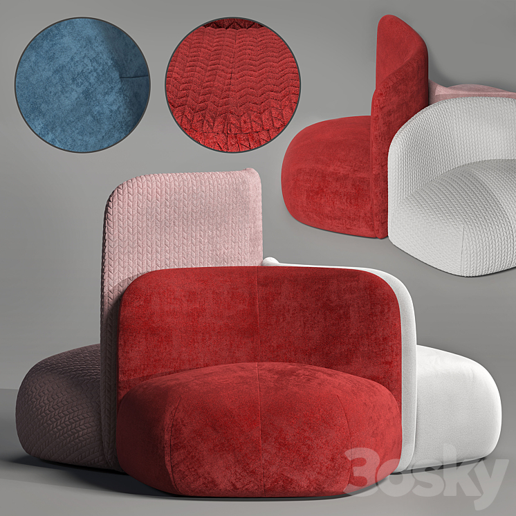 Miniforms BOTERA Upholstered fabric armchair 3DS Max - thumbnail 1
