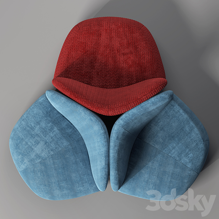 Miniforms BOTERA Upholstered fabric armchair 3DS Max - thumbnail 2