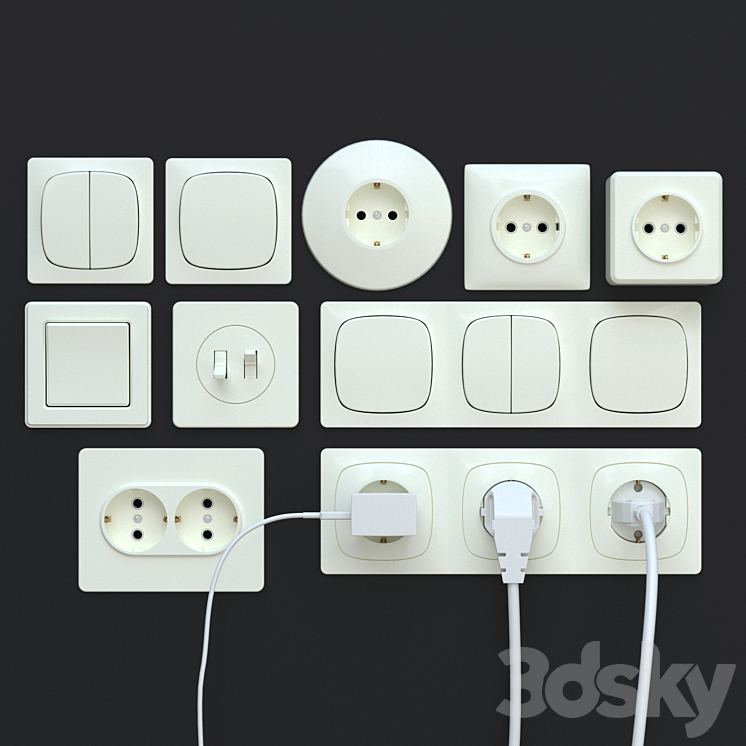 Sockets switches plugs 3DS Max - thumbnail 1