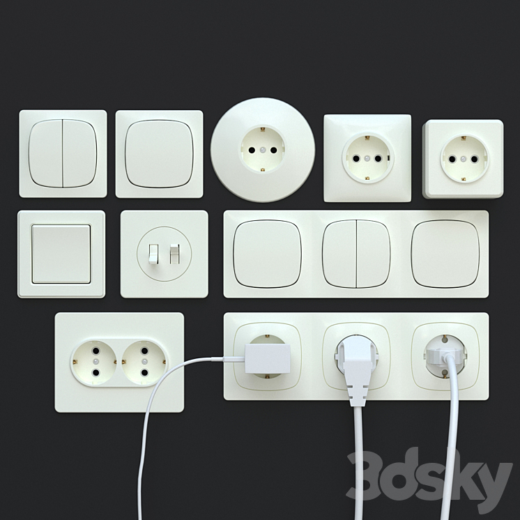 Sockets switches plugs 3D Model 3DSKY Decor Helper