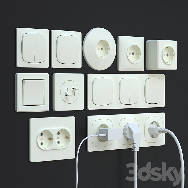 Sockets switches plugs 3DS Max - thumbnail 2