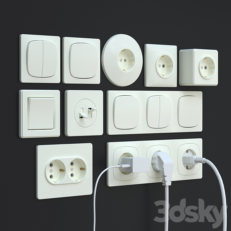 Sockets switches plugs 3D Model
