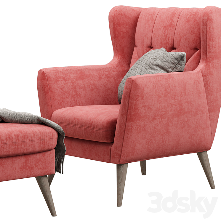 Armchair with pouf - Aria MP 3D Model