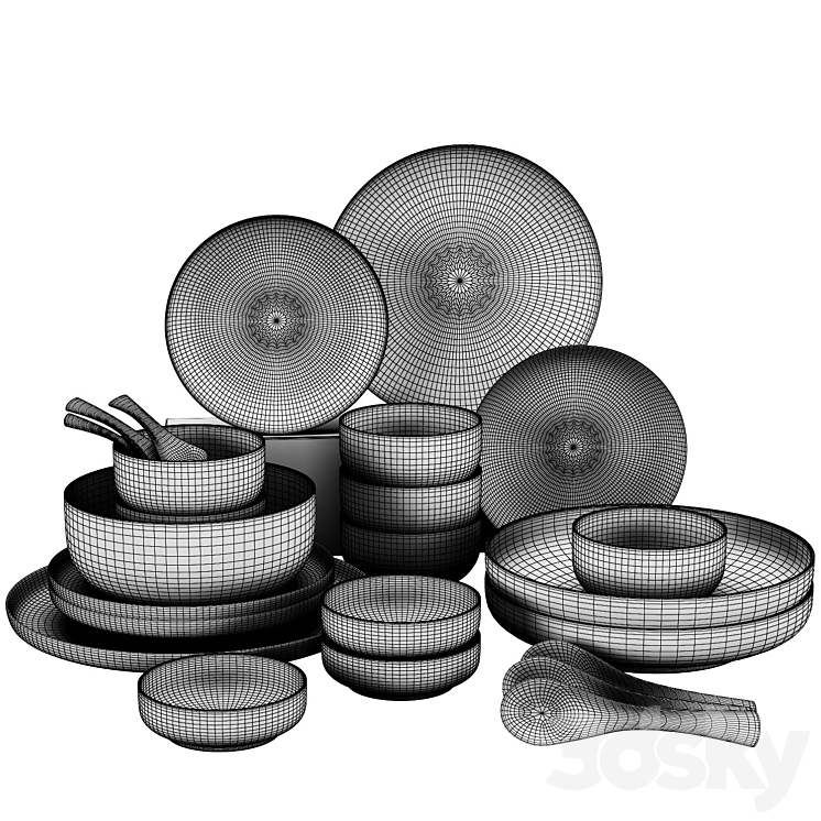 set of dishes 3D Model