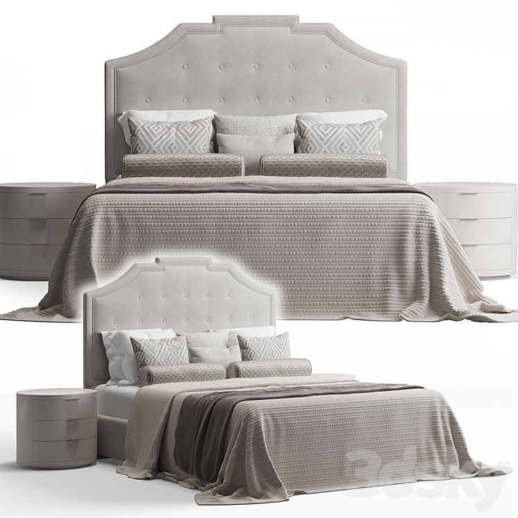 Upholstered Rectangular Bed - Bed - 3D model