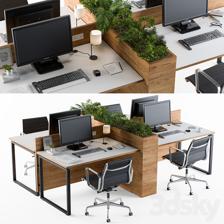 Office Furniture Flower Box 3DS Max - thumbnail 1