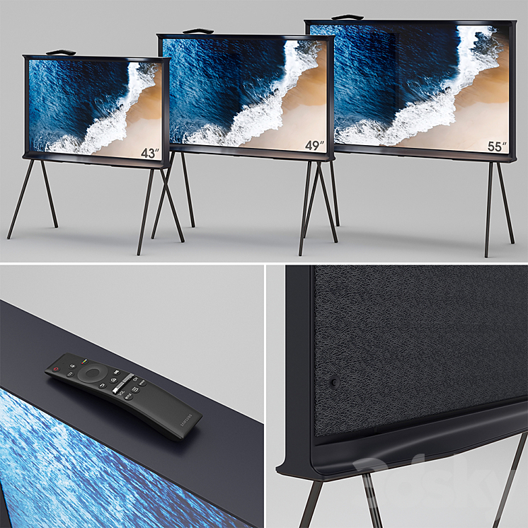 Samsung QLED The Serif TV black 3D Model
